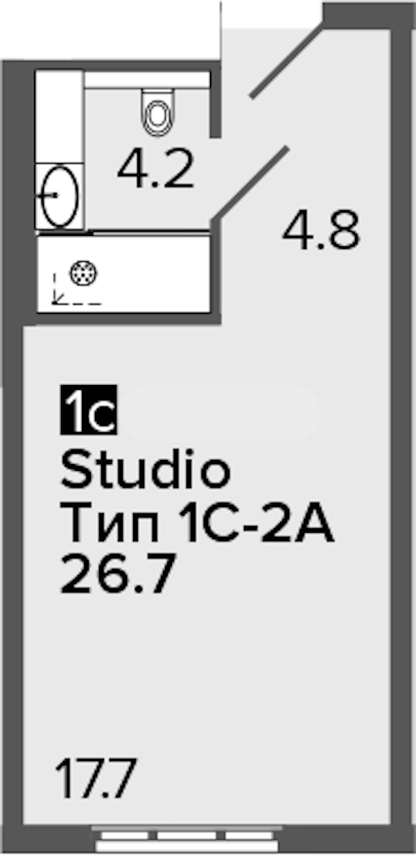 Квартира студия 26.7 м², 12/16 эт., Апарт-отель «ARTSTUDIO M103»
